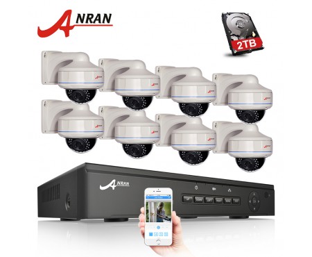 ANRAN 8CH Plug And Play POE NVR 8 шт. 1080 P HD камера Купол ИК ночного Vison CCTV Системы безопа...